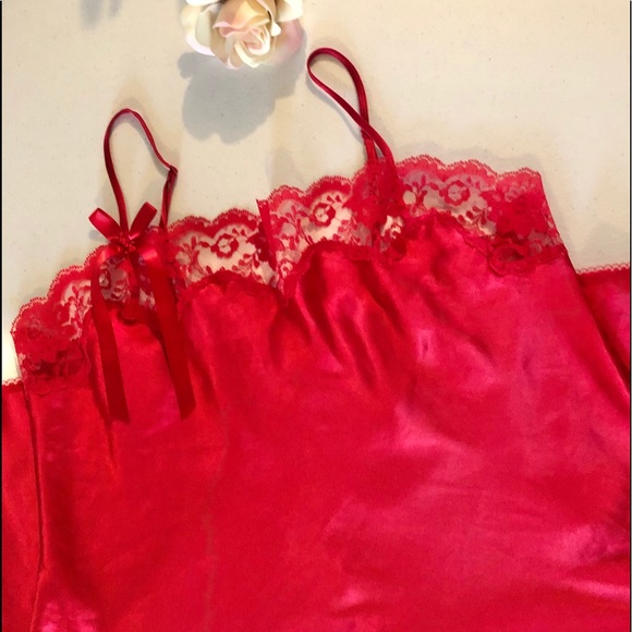 Victoria Secret Red Satin Lace Chemise LIKE NEW! - Picture 2 of 13